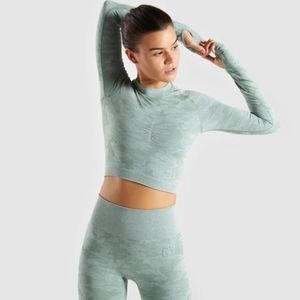 Gymshark Camo Seamless Leggings and Crop Top Set